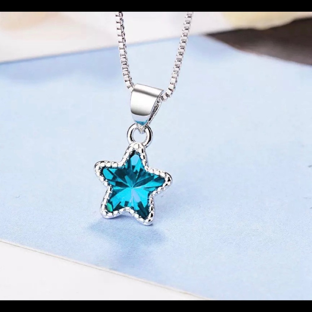 Star Pendant Necklace 925 Sterling Silver Cubic Cz